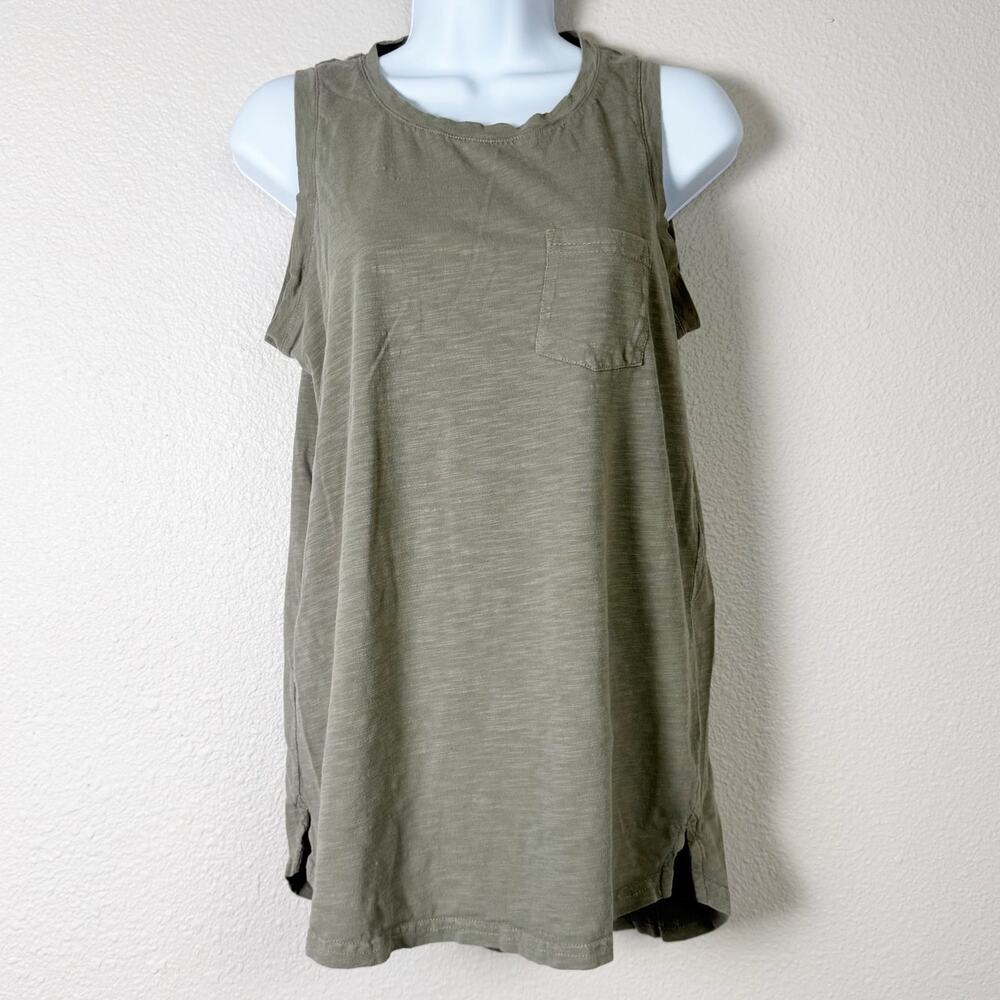 pact | olive green cotton sleeveless women's tank top sz S